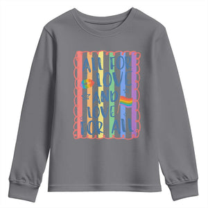 All For Love And Love For All Youth Sweatshirt Pride Month LGBT Support TS12 Charcoal Print Your Wear