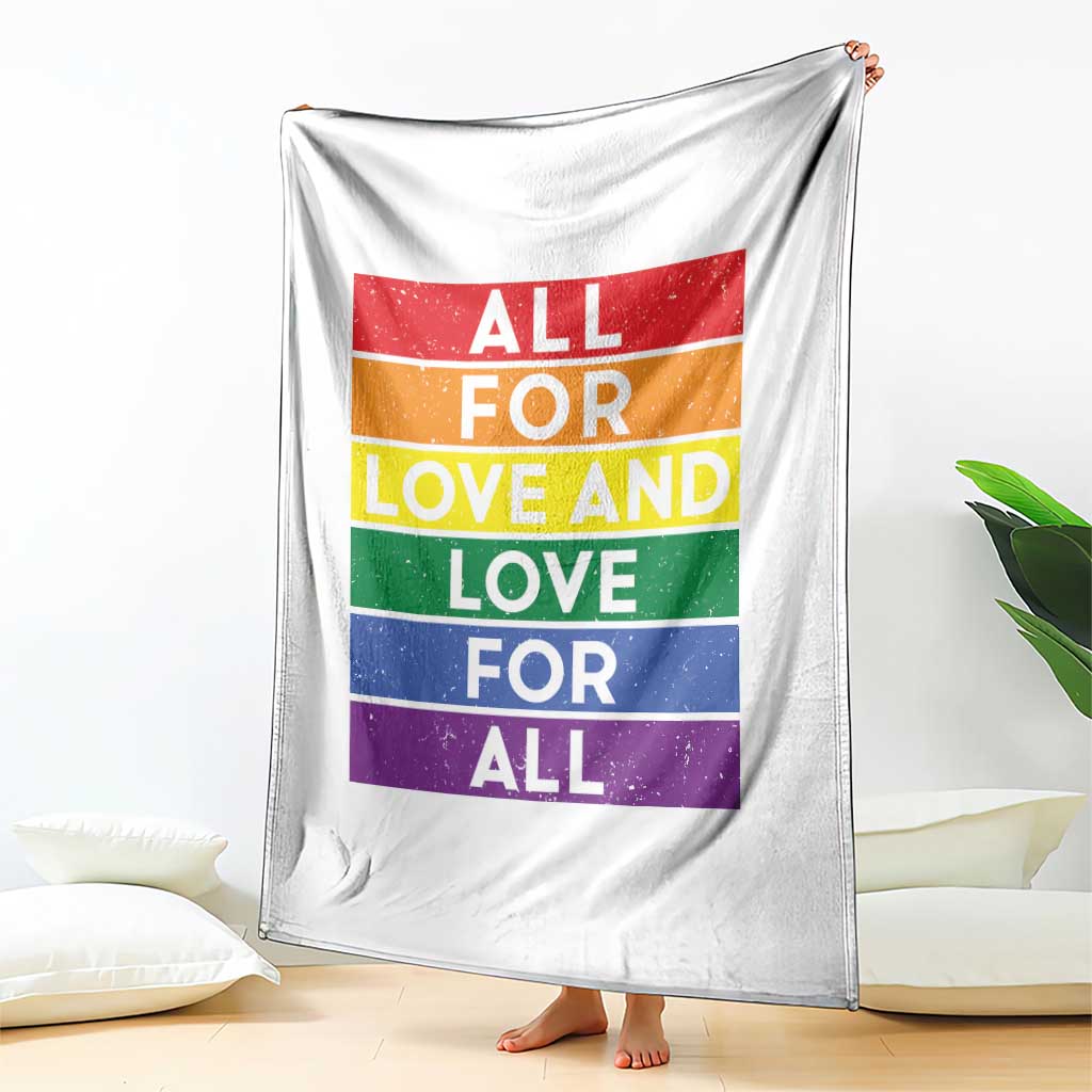 Vintage All For Love And Love For All Throw Blanket Pride Month Rainbow Graphic TS12 Print Your Wear