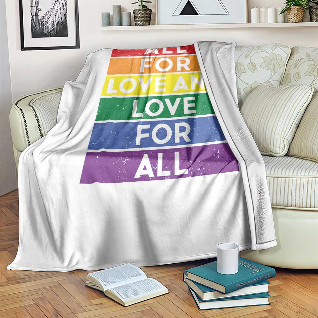 Vintage All For Love And Love For All Throw Blanket Pride Month Rainbow Graphic TS12 Print Your Wear