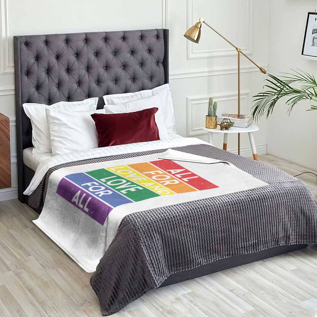 Vintage All For Love And Love For All Throw Blanket Pride Month Rainbow Graphic TS12 Print Your Wear