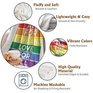 Vintage All For Love And Love For All Throw Blanket Pride Month Rainbow Graphic TS12 Print Your Wear