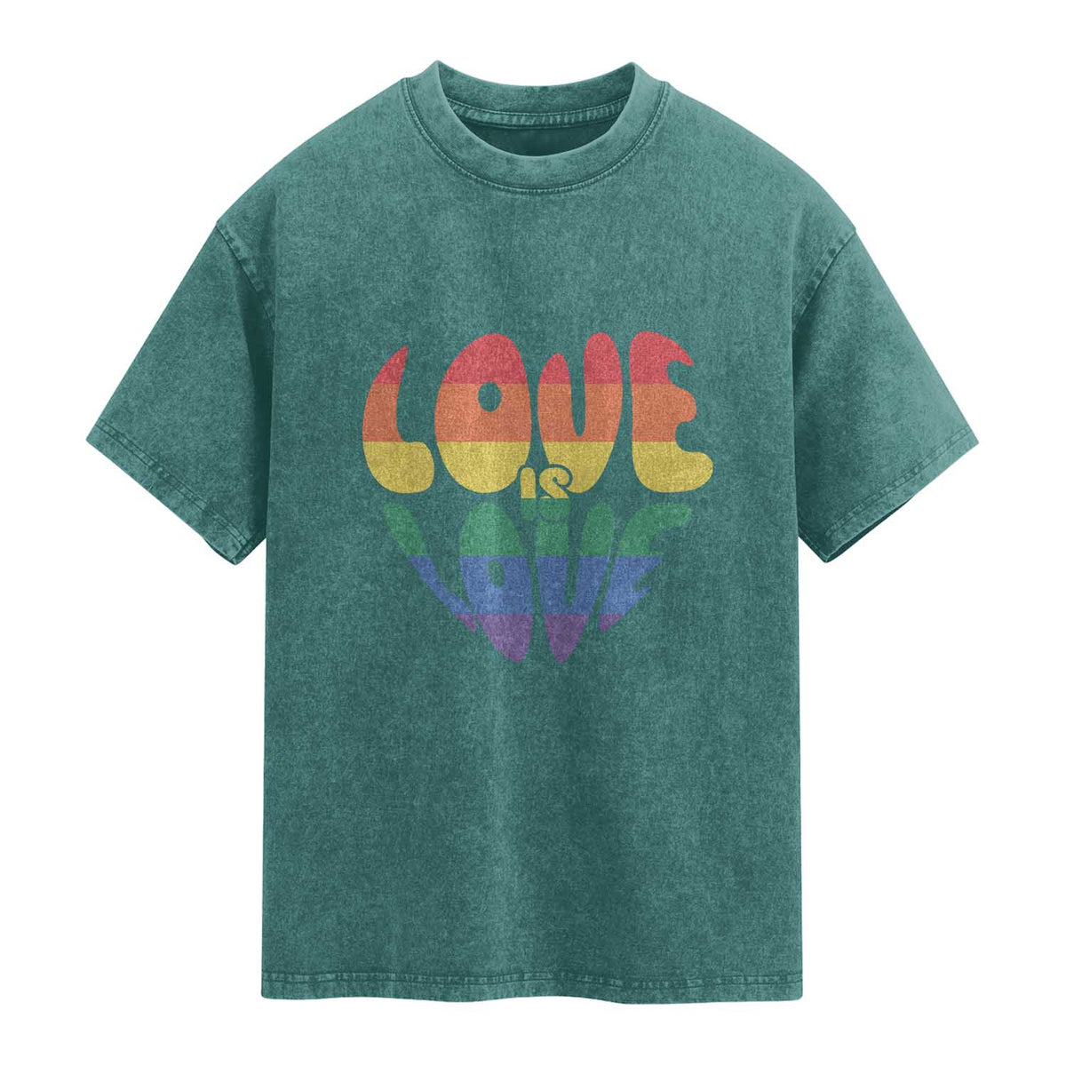 Love Is Love LGBTQ Pride Washed Cotton T-Shirt Rainbow Flag Community