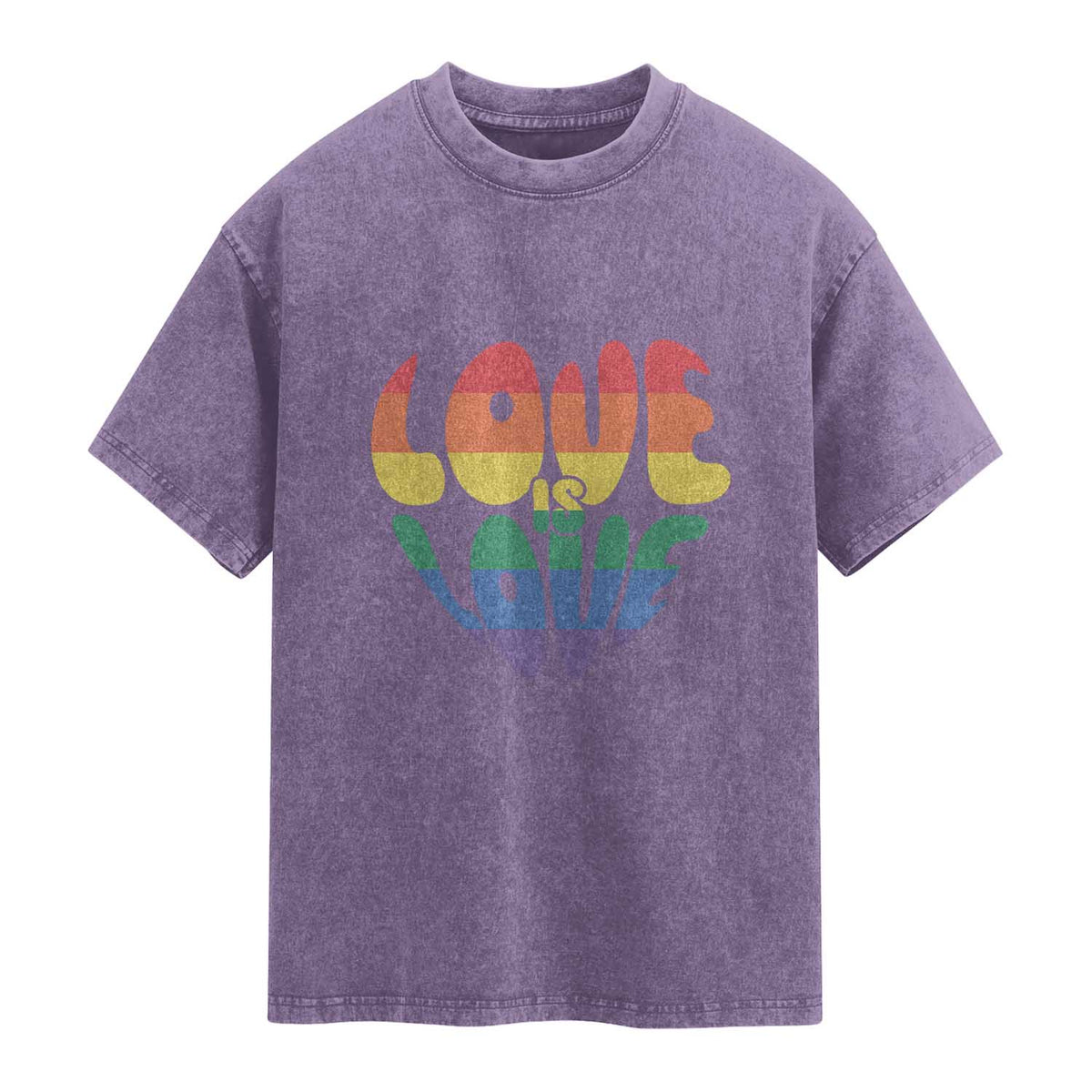 Love Is Love LGBTQ Pride Washed Cotton T-Shirt Rainbow Flag Community