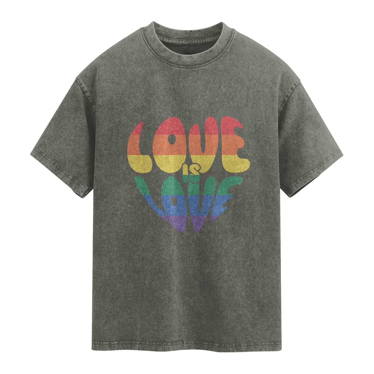 Love Is Love LGBTQ Pride Washed Cotton T-Shirt Rainbow Flag Community
