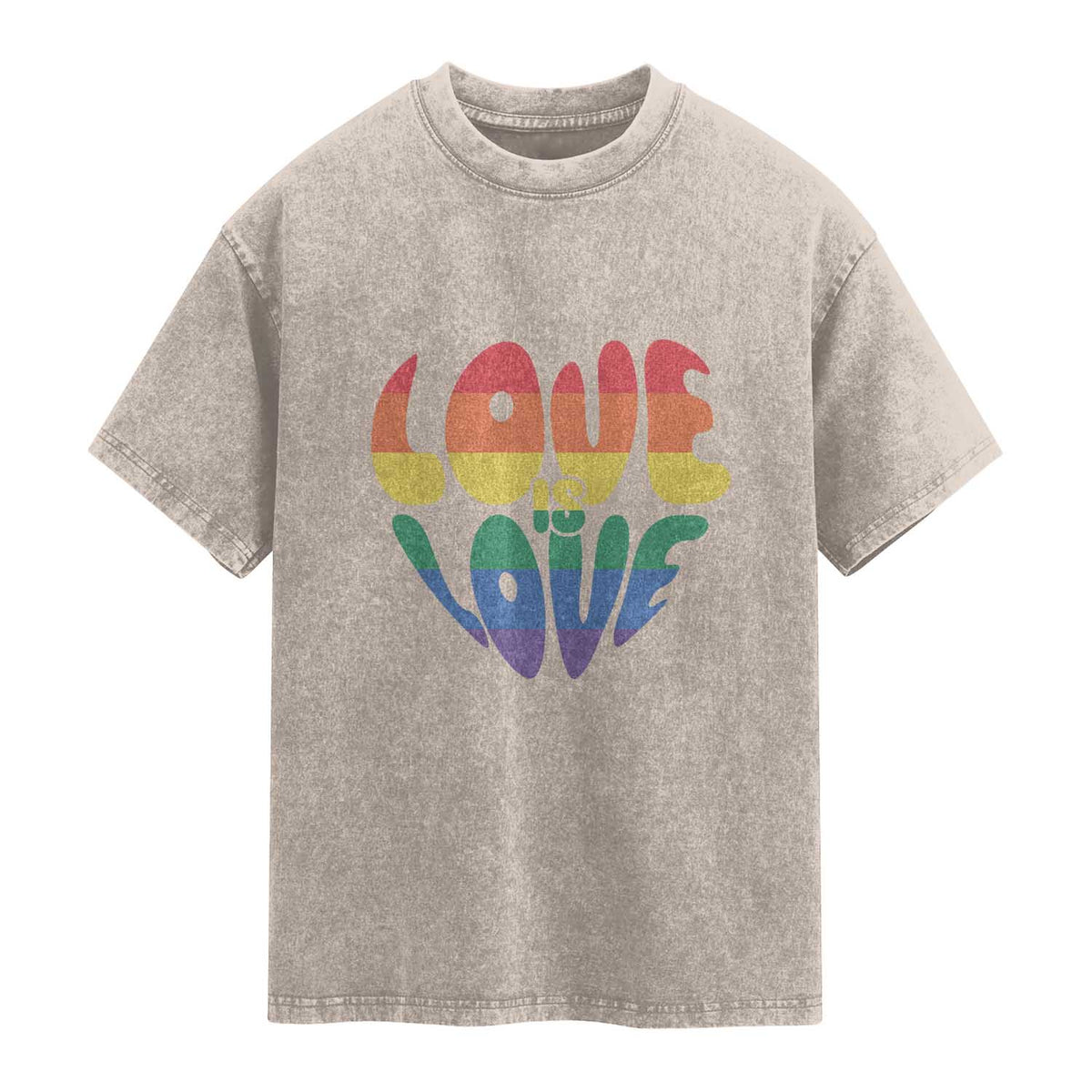 Love Is Love LGBTQ Pride Washed Cotton T-Shirt Rainbow Flag Community