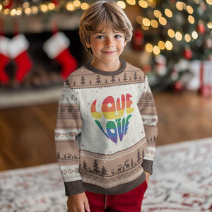 Love Is Love LGBTQ Pride Ugly Christmas Sweater Rainbow Flag Community TS12 Mocha Mousse Print Your Wear
