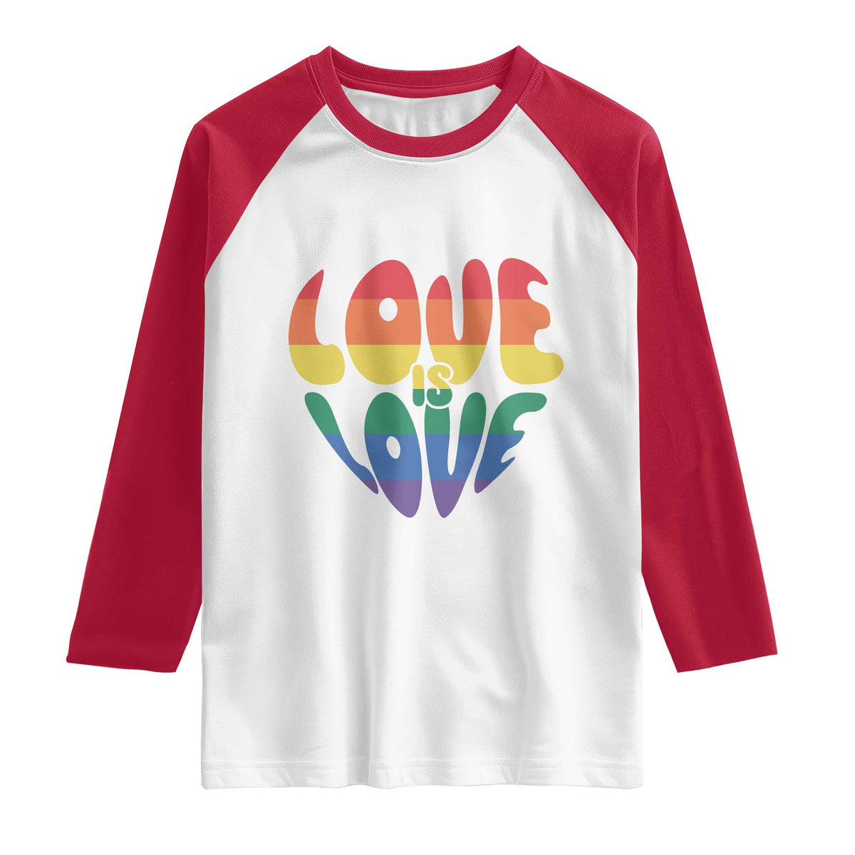Love Is Love LGBTQ Pride Raglan Shirt Rainbow Flag Community TS12 White Red Print Your Wear