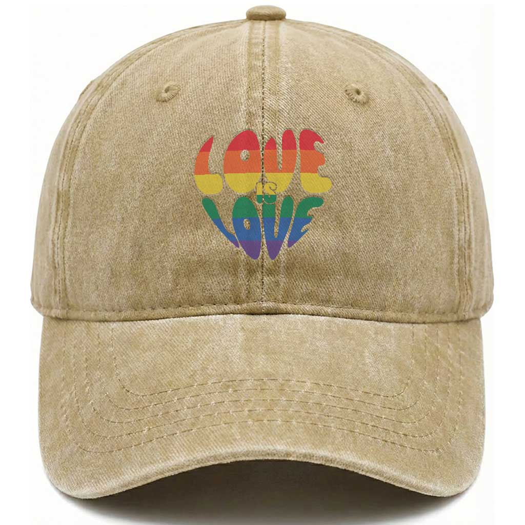 Love Is Love LGBTQ Pride Washed Cotton Baseball Cap Rainbow Flag Community TS12 Print Your Wear