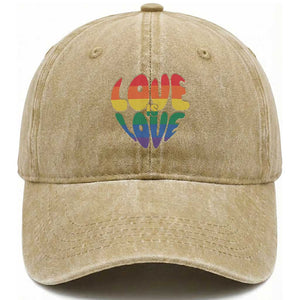 Love Is Love LGBTQ Pride Washed Cotton Baseball Cap Rainbow Flag Community TS12 Print Your Wear