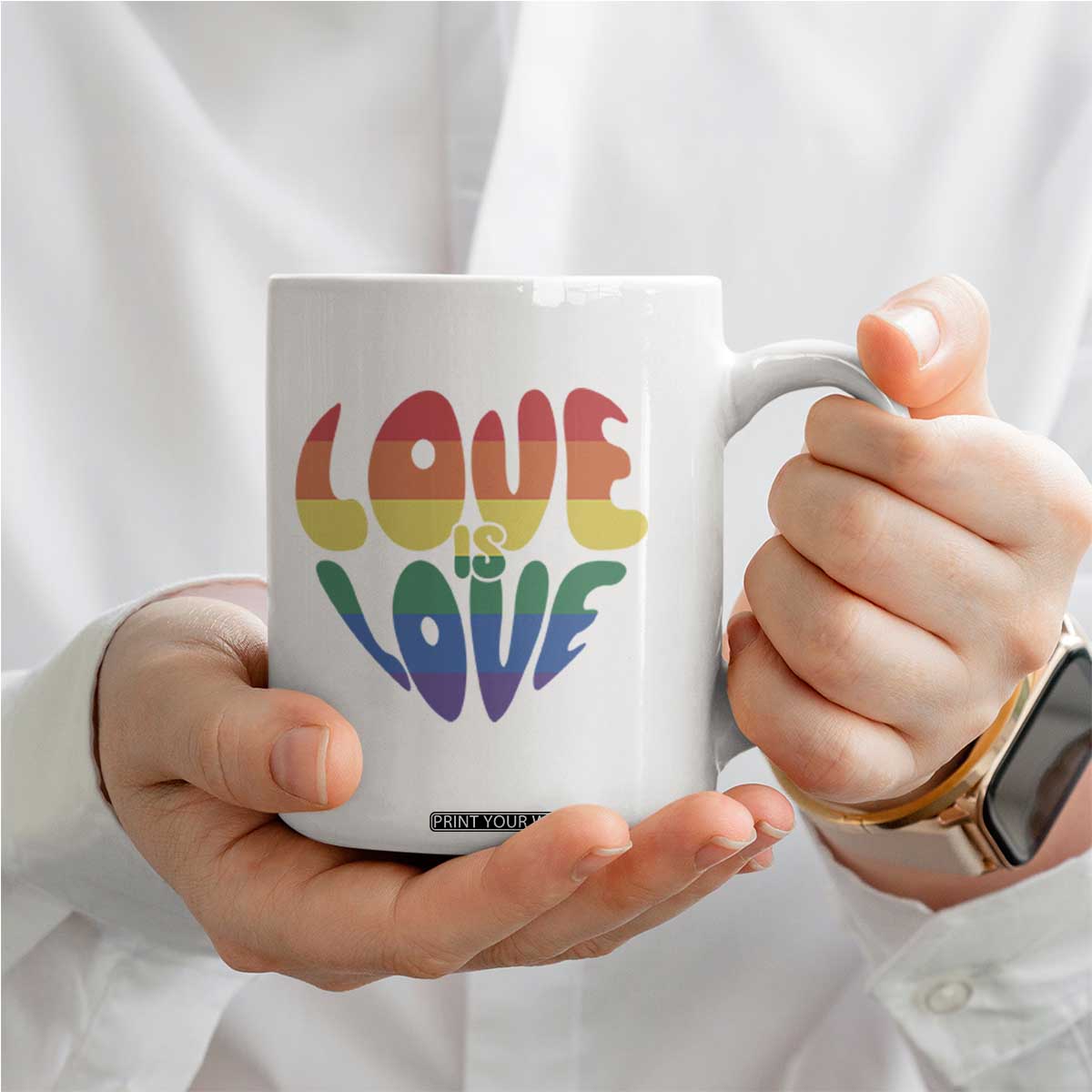 Love Is Love LGBTQ Pride Coffee Mug Rainbow Flag Community TS12 Print Your Wear