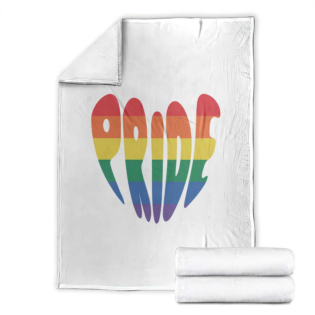 Rainbow Heart Pride Throw Blanket LGBTQ Support Graphic TS12 White Print Your Wear