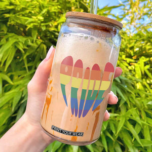 Rainbow Heart Pride Glass Can LGBTQ Support Graphic TS12 White Print Your Wear