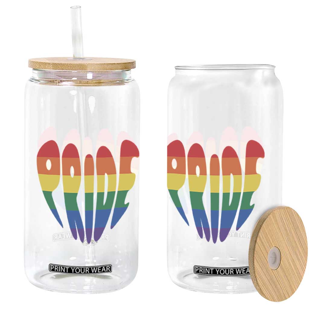 Rainbow Heart Pride Glass Can LGBTQ Support Graphic TS12 Print Your Wear