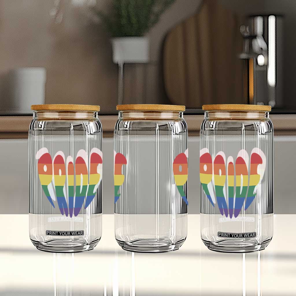 Rainbow Heart Pride Glass Can LGBTQ Support Graphic TS12 Print Your Wear
