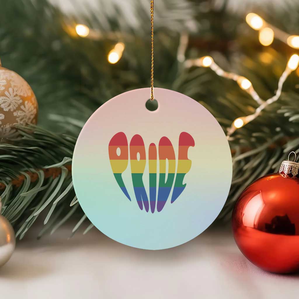Rainbow Heart Pride Ceramic Ornament LGBTQ Support Graphic TS12 1pc Pastel Print Your Wear