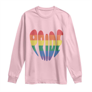 Rainbow Heart Pride Long Sleeve Shirt LGBTQ Support Graphic TS12 Light Pink Print Your Wear
