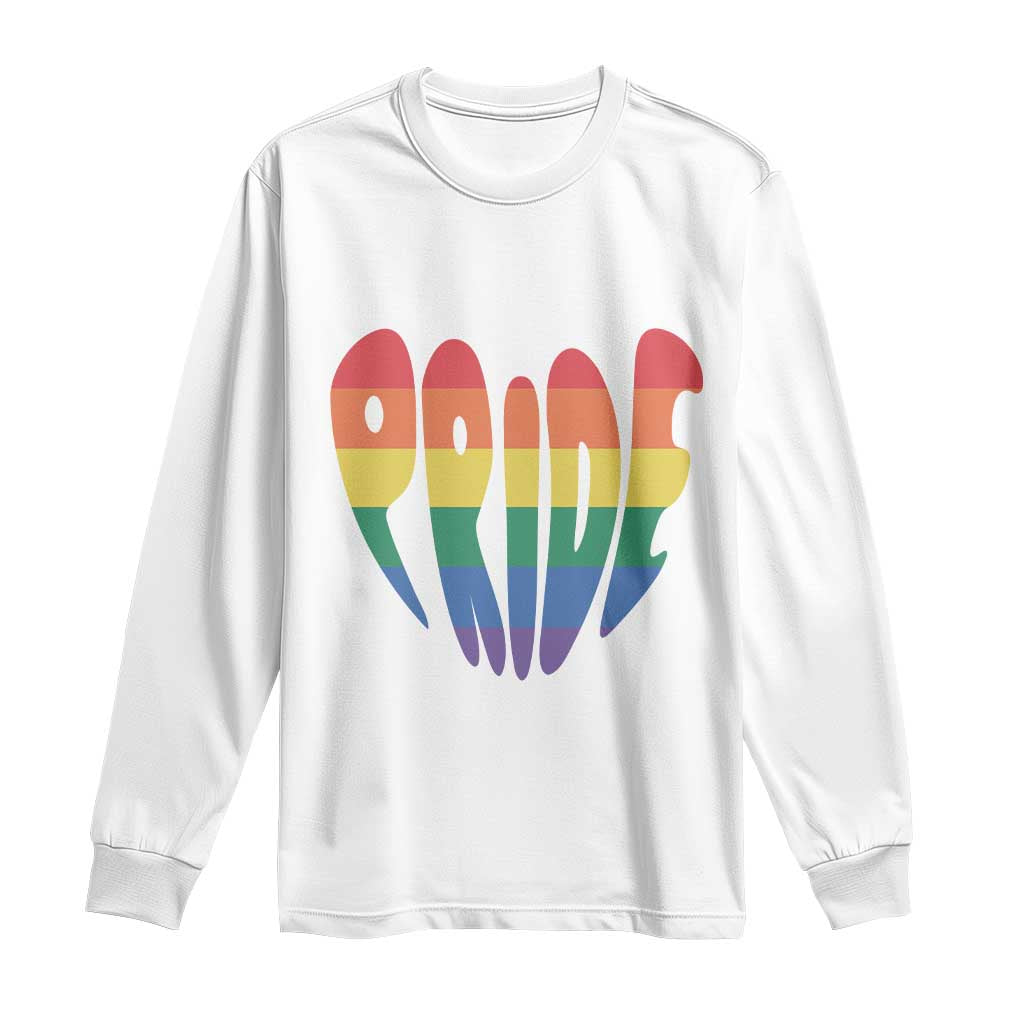 Rainbow Heart Pride Long Sleeve Shirt LGBTQ Support Graphic TS12 White Print Your Wear