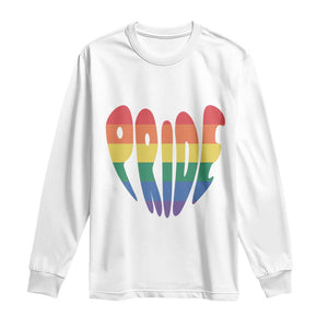 Rainbow Heart Pride Long Sleeve Shirt LGBTQ Support Graphic TS12 White Print Your Wear