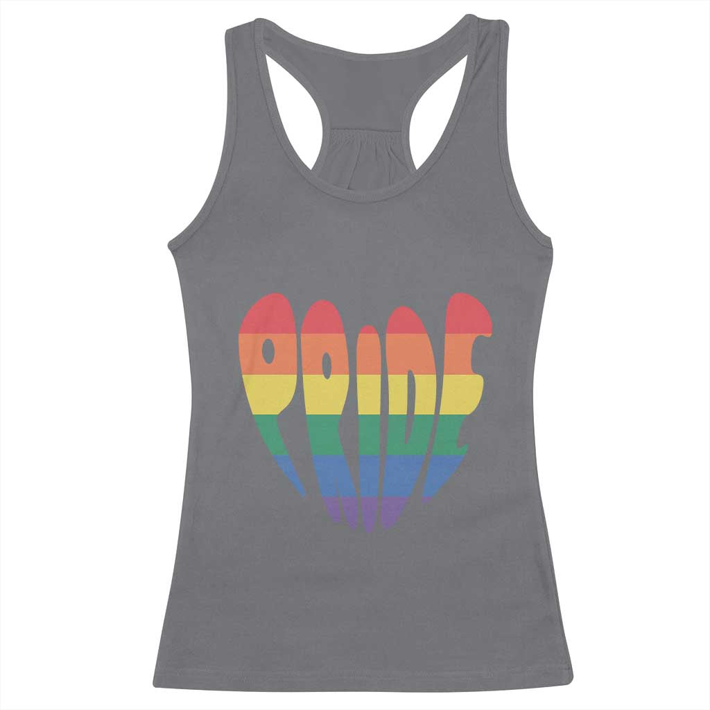 Rainbow Heart Pride Racerback Tank Top LGBTQ Support Graphic TS12 Charcoal Print Your Wear