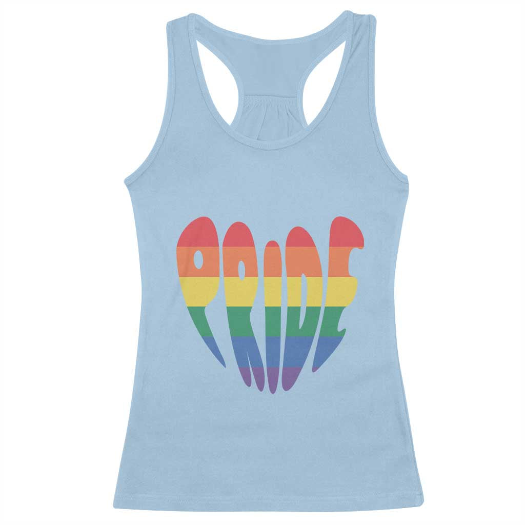 Rainbow Heart Pride Racerback Tank Top LGBTQ Support Graphic TS12 Light Blue Print Your Wear