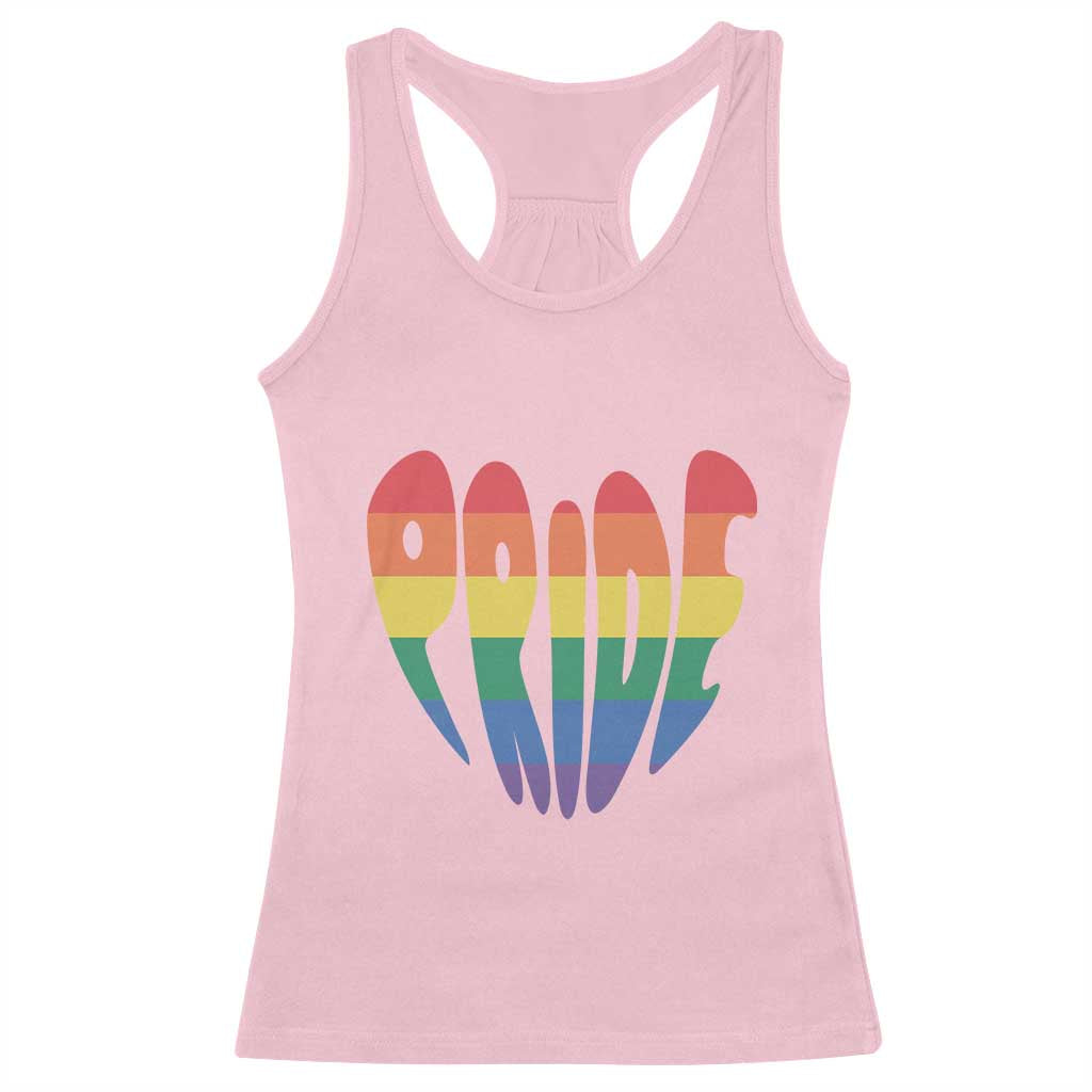 Rainbow Heart Pride Racerback Tank Top LGBTQ Support Graphic TS12 Light Pink Print Your Wear
