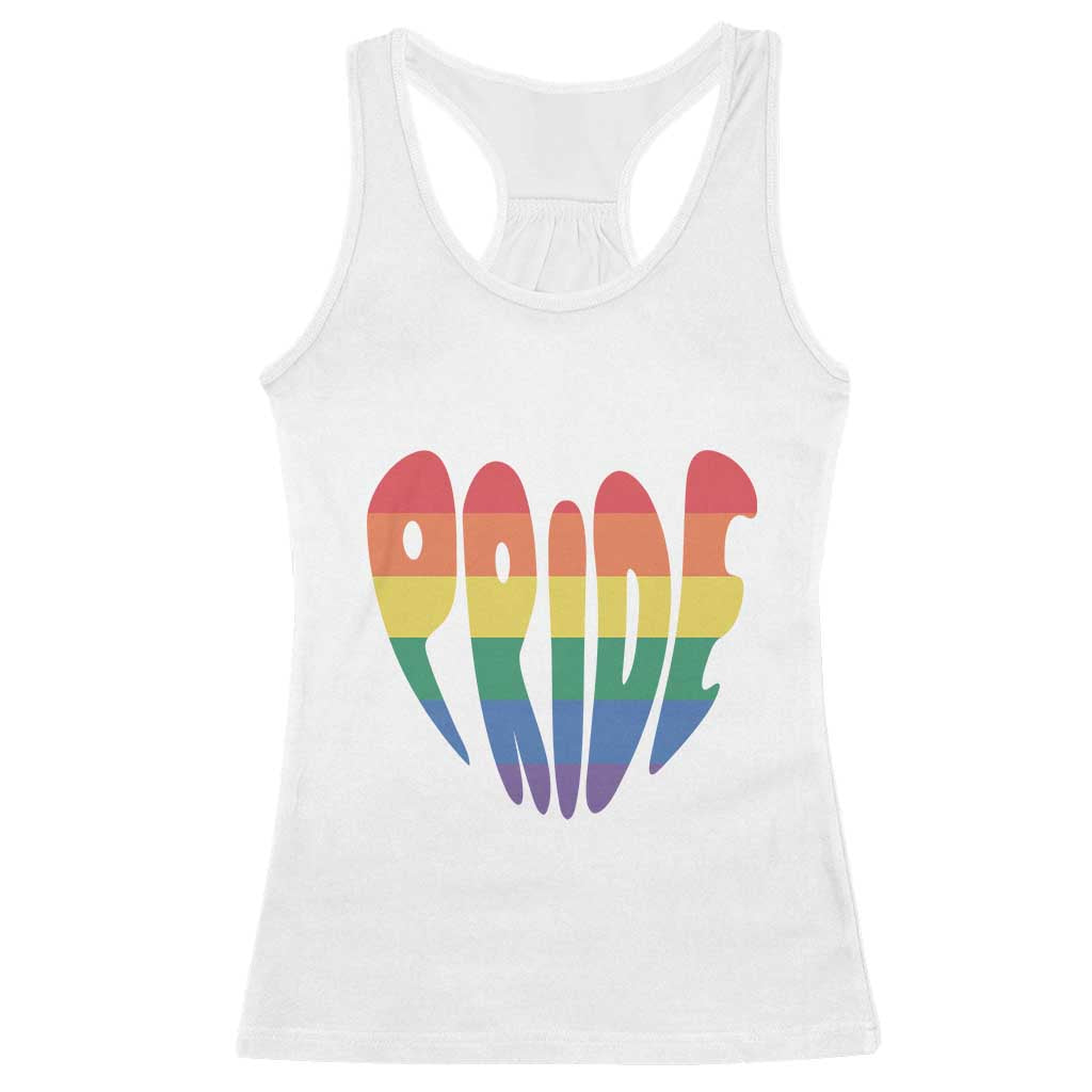 Rainbow Heart Pride Racerback Tank Top LGBTQ Support Graphic TS12 White Print Your Wear