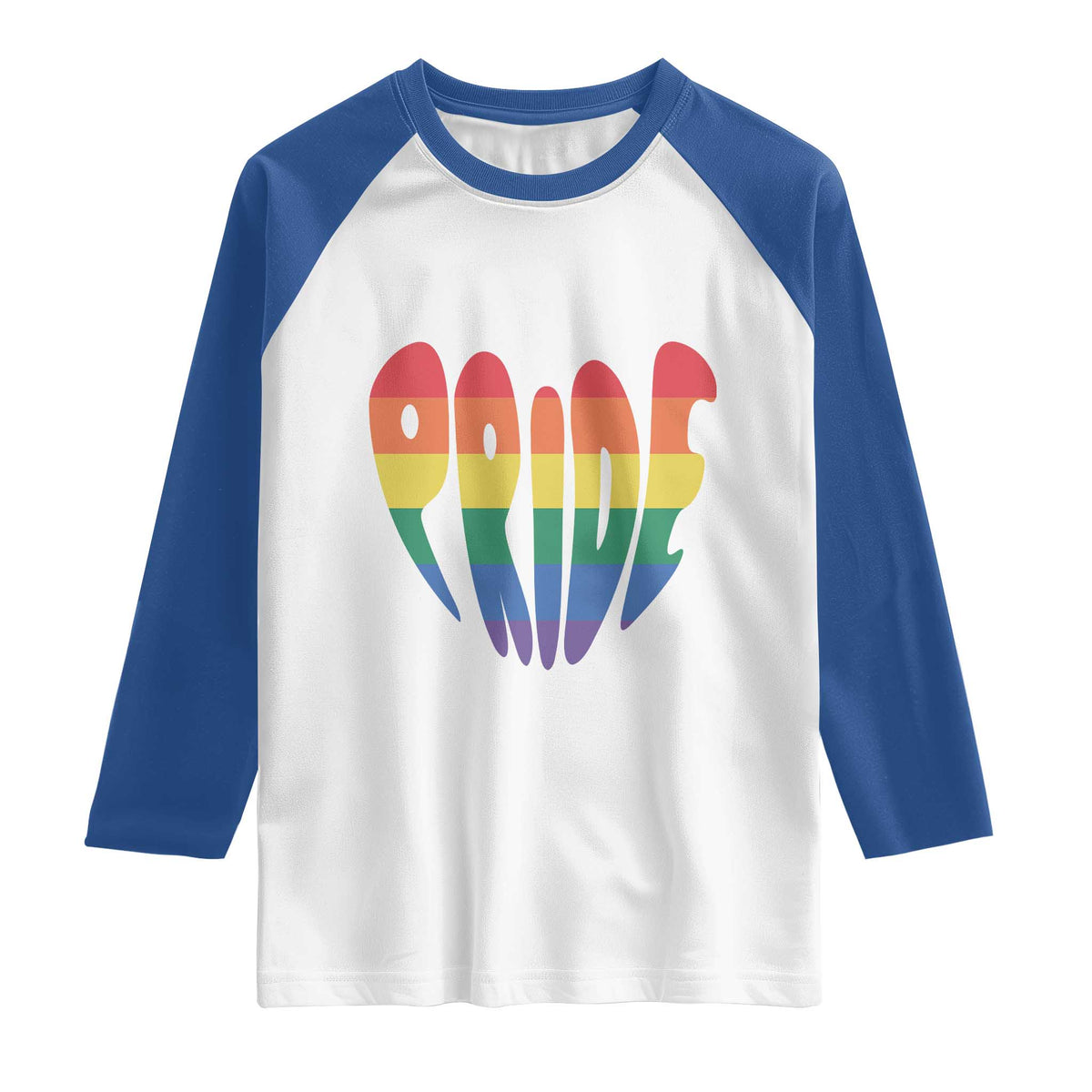Rainbow Heart Pride Raglan Shirt LGBTQ Support Graphic TS12 White Royal Print Your Wear