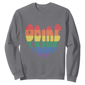 Rainbow Heart Pride Sweatshirt LGBTQ Support Graphic TS12 Charcoal Print Your Wear