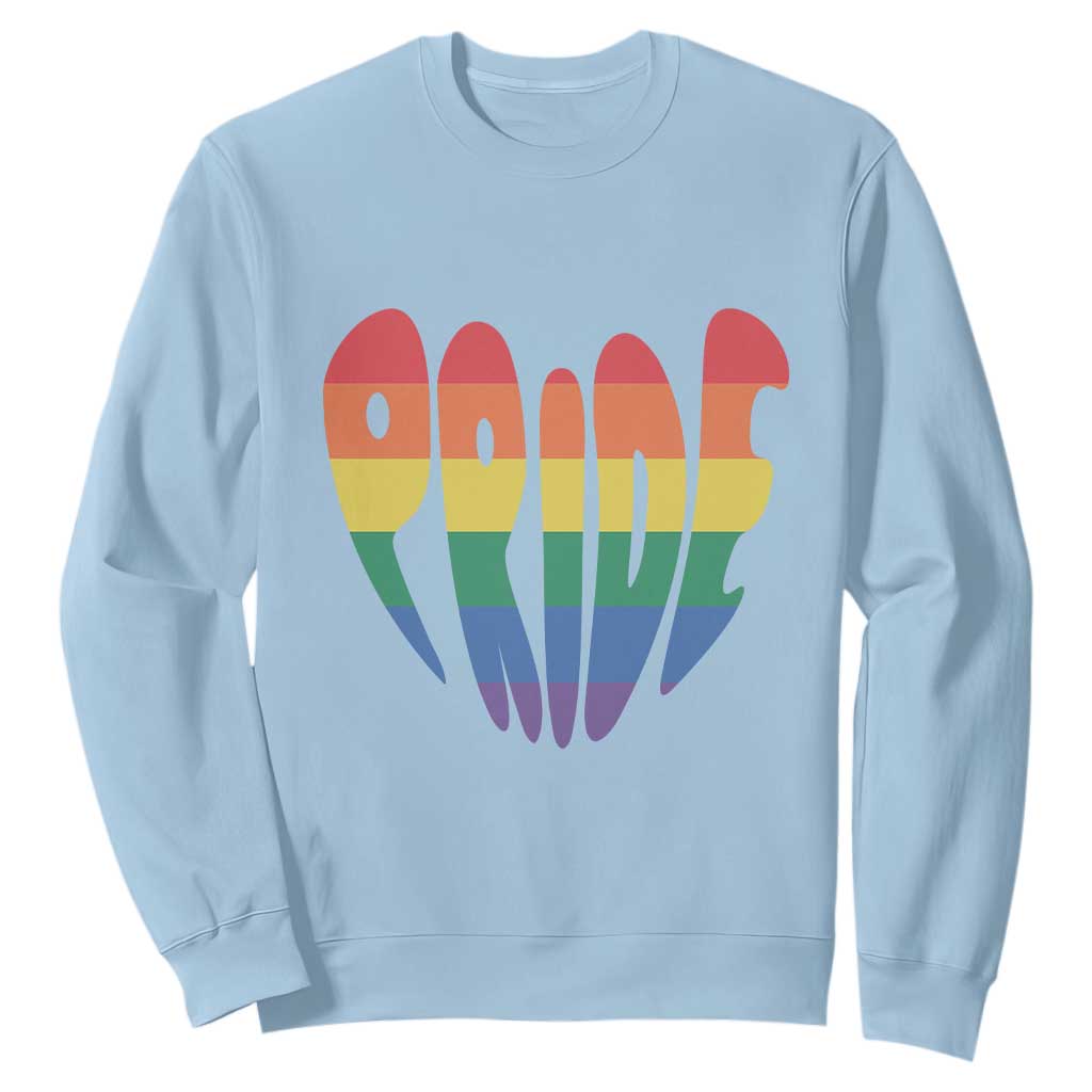 Rainbow Heart Pride Sweatshirt LGBTQ Support Graphic TS12 Light Blue Print Your Wear