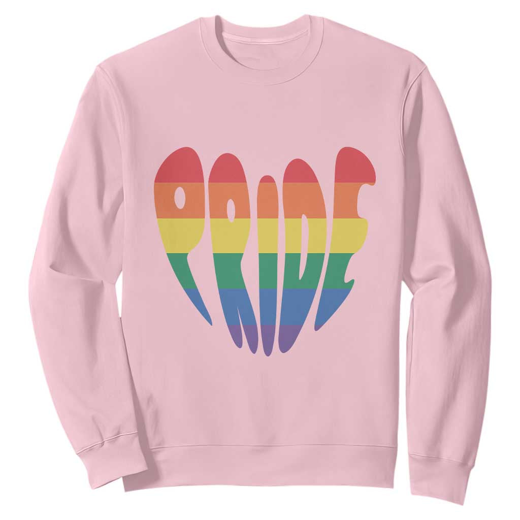 Rainbow Heart Pride Sweatshirt LGBTQ Support Graphic TS12 Light Pink Print Your Wear