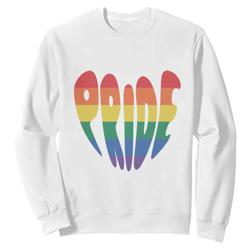 Rainbow Heart Pride Sweatshirt LGBTQ Support Graphic TS12 White Print Your Wear