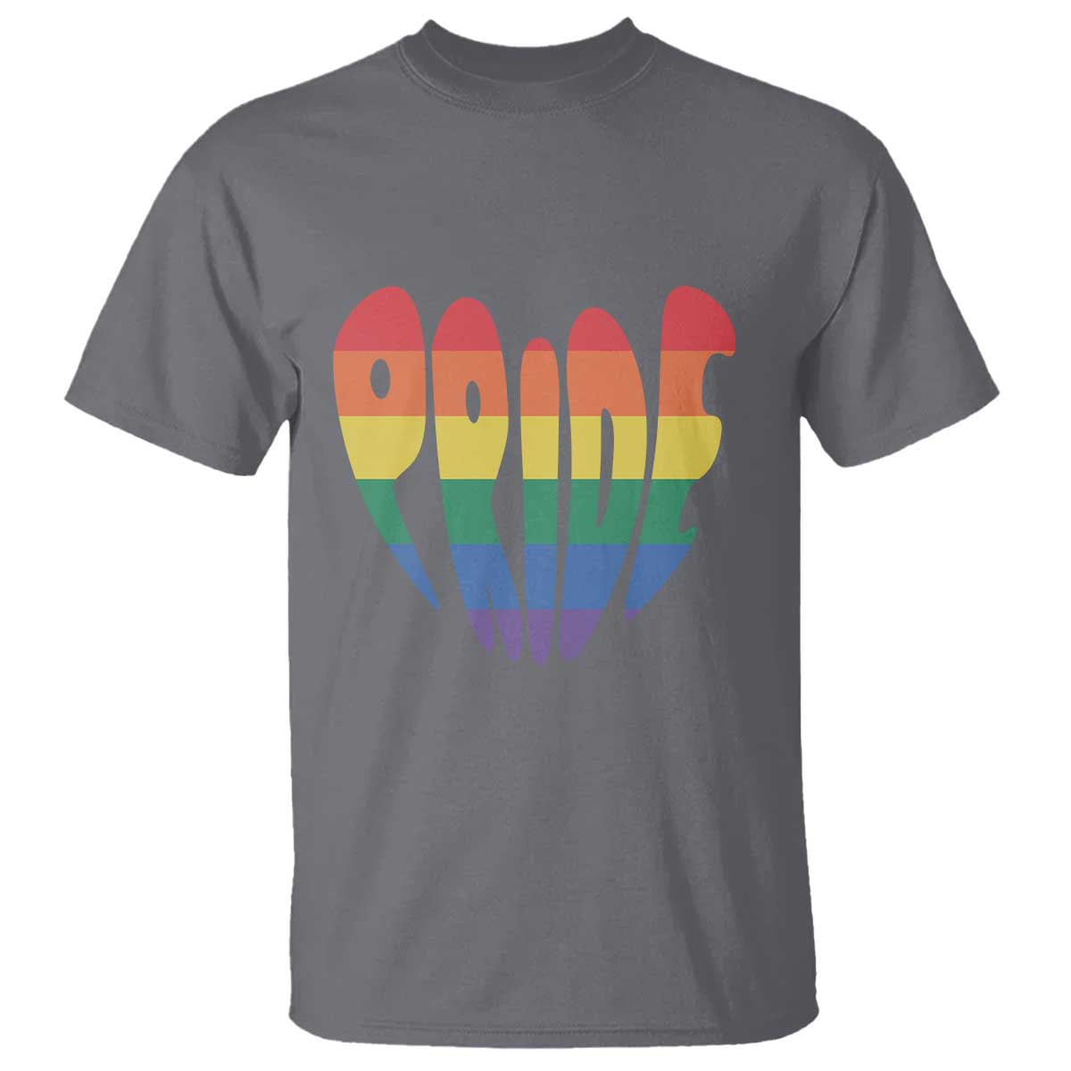 Rainbow Heart Pride T Shirt LGBTQ Support Graphic TS12 Charcoal Print Your Wear