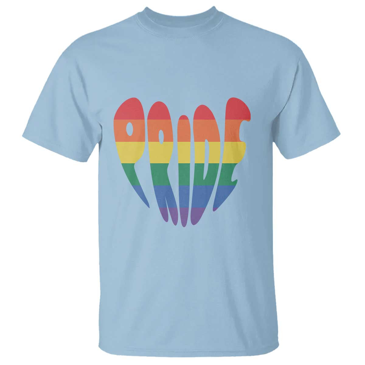 Rainbow Heart Pride T Shirt LGBTQ Support Graphic TS12 Light Blue Print Your Wear