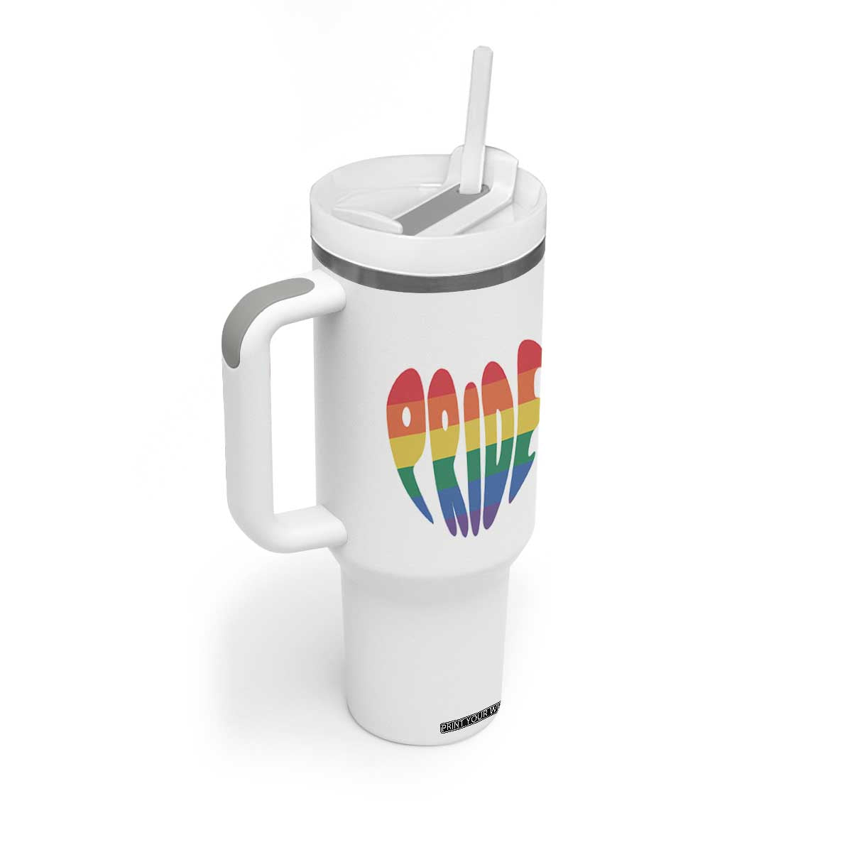 Rainbow Heart Pride Tumbler With Handle LGBTQ Support Graphic TS12 Print Your Wear