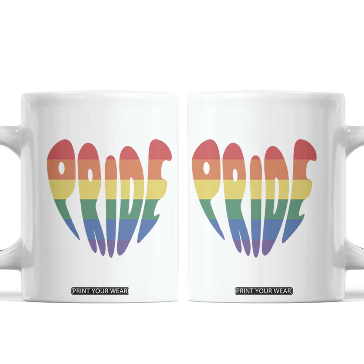 Rainbow Heart Pride Coffee Mug LGBTQ Support Graphic TS12 White Print Your Wear