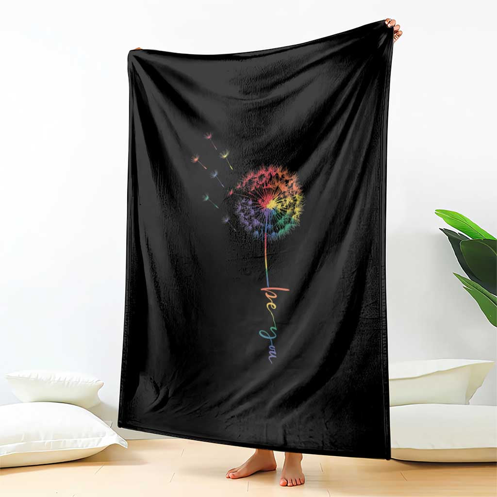 Be You LGBT Rainbow Dandelion Throw Blanket Pride Month Support TS12 Print Your Wear