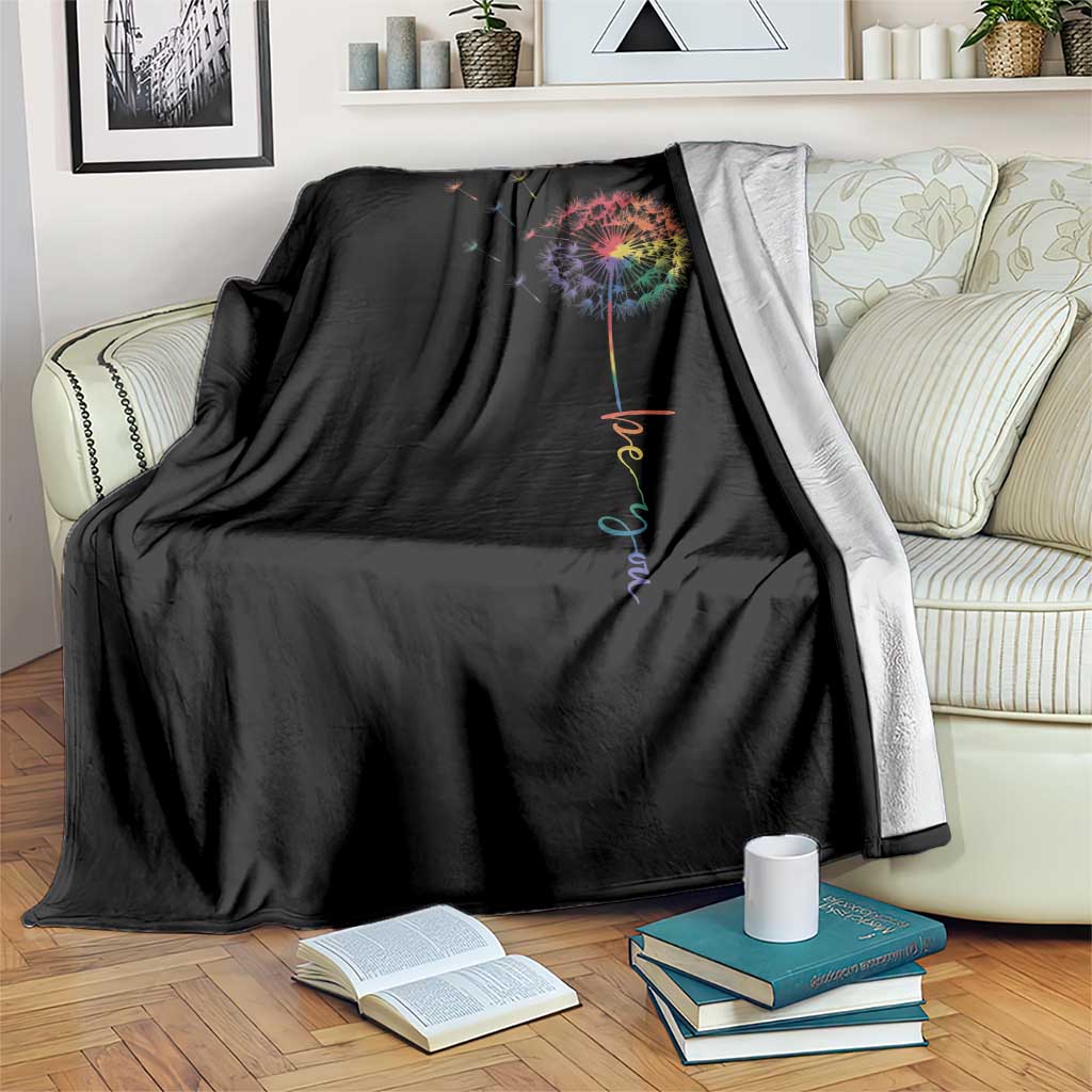 Be You LGBT Rainbow Dandelion Throw Blanket Pride Month Support TS12 Print Your Wear