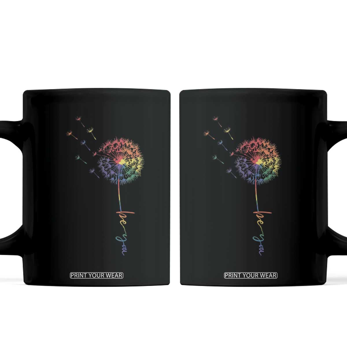 Be You LGBT Rainbow Dandelion Coffee Mug Pride Month Support TS12 Black Print Your Wear