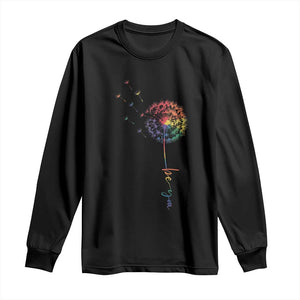 Be You LGBT Rainbow Dandelion Long Sleeve Shirt Pride Month Support TS12 Black Print Your Wear