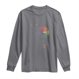 Be You LGBT Rainbow Dandelion Long Sleeve Shirt Pride Month Support TS12 Charcoal Print Your Wear