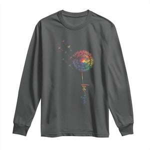 Be You LGBT Rainbow Dandelion Long Sleeve Shirt Pride Month Support TS12 Dark Heather Print Your Wear