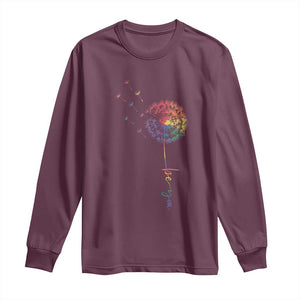 Be You LGBT Rainbow Dandelion Long Sleeve Shirt Pride Month Support TS12 Maroon Print Your Wear