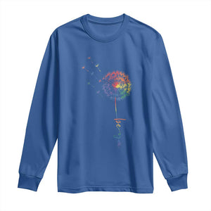 Be You LGBT Rainbow Dandelion Long Sleeve Shirt Pride Month Support TS12 Royal Blue Print Your Wear