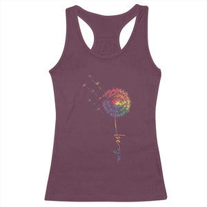 Be You LGBT Rainbow Dandelion Racerback Tank Top Pride Month Support TS12 Maroon Print Your Wear