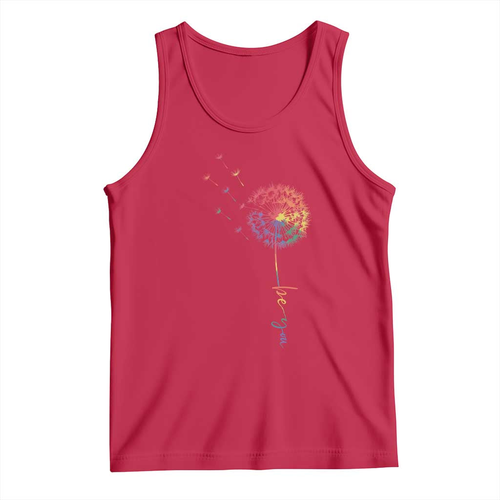 Be You LGBT Rainbow Dandelion Tank Top Pride Month Support TS12 Red Print Your Wear