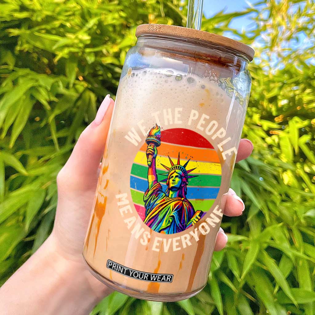 Rainbow Statue Of Liberty LGBTQ Pride Glass Can We The People Means Everyone TS12 Black Print Your Wear
