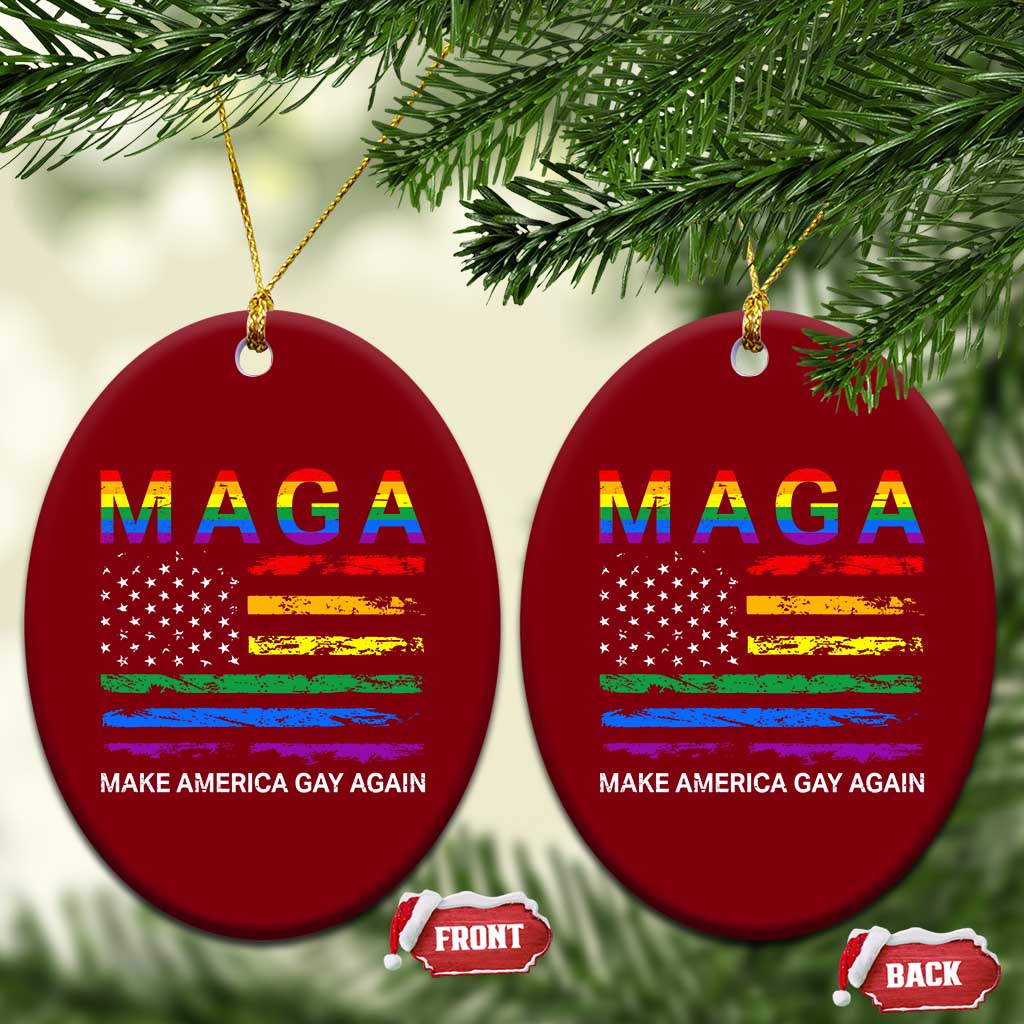 Make America Gay Again LGBTQ Pride Ceramic Ornament Funny Political Pride Graphic TS12 Print Your Wear