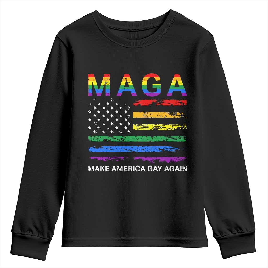Make America Gay Again LGBTQ Pride Youth Sweatshirt Funny Political Pride Graphic TS12 Black Print Your Wear