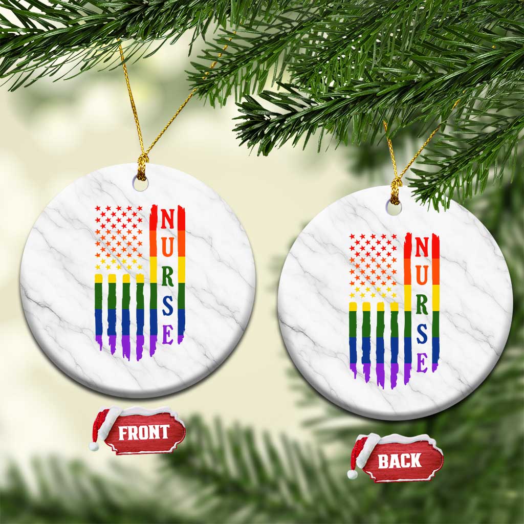 Rainbow RN Ally Pride Month Ceramic Ornament LGBTQ Healthcare Worker TS12 1pc White Marble Print Your Wear