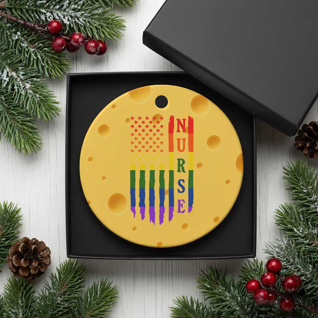Rainbow RN Ally Pride Month Ceramic Ornament LGBTQ Healthcare Worker TS12 1pc Yellow Cheese Print Your Wear